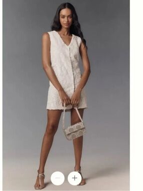 Anthropologie Ivory Sleeveless V-Neck Bridal Shift Dress